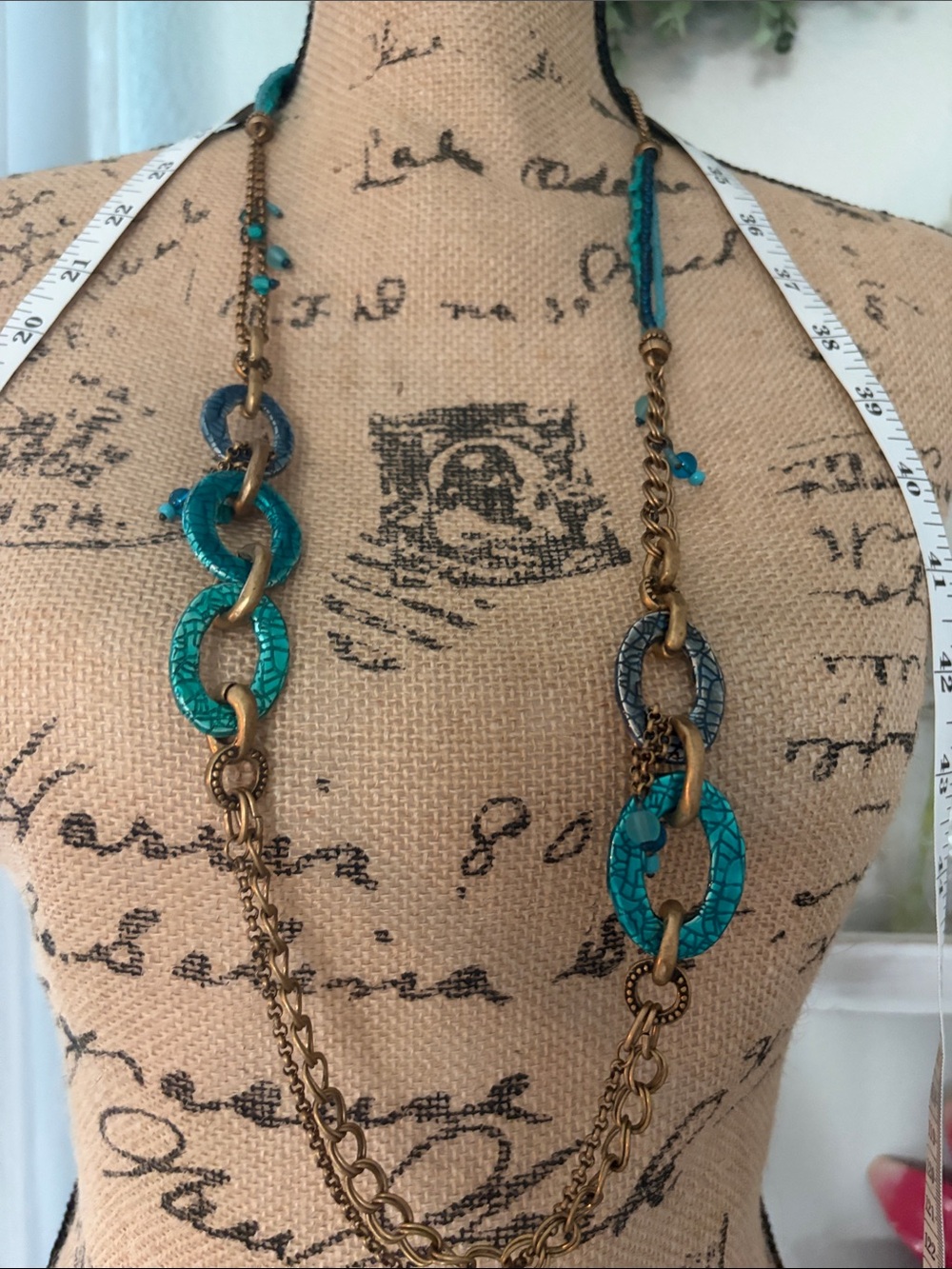 Chico's Teal and Turquoise Link Necklace